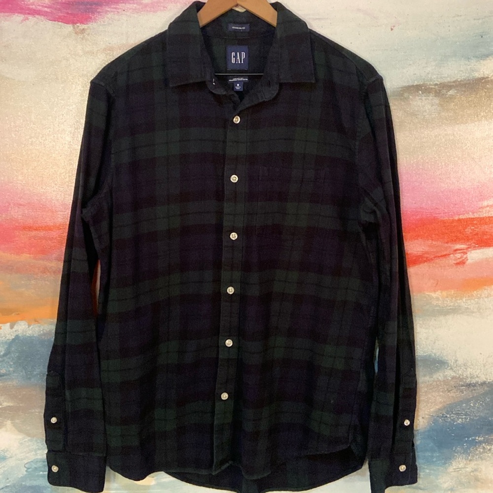 🔥EC🔥Gap 100% Organic Cotton Tartan Plaid Button Up Flannel Shirt.